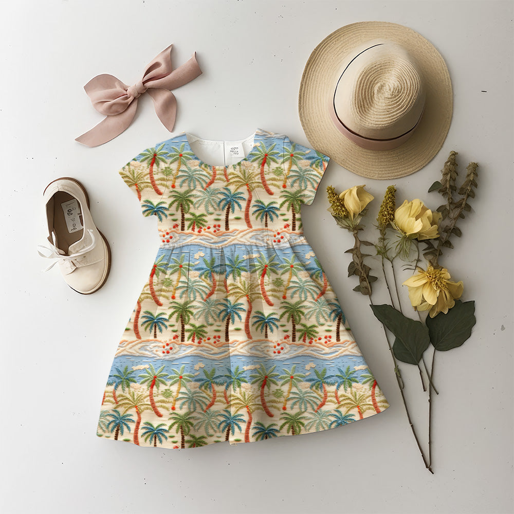 Beach Embroidery Pattern, Seamless Design