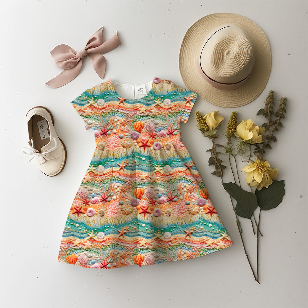 Beach and Shells Embroidery Pattern, Seamless Design