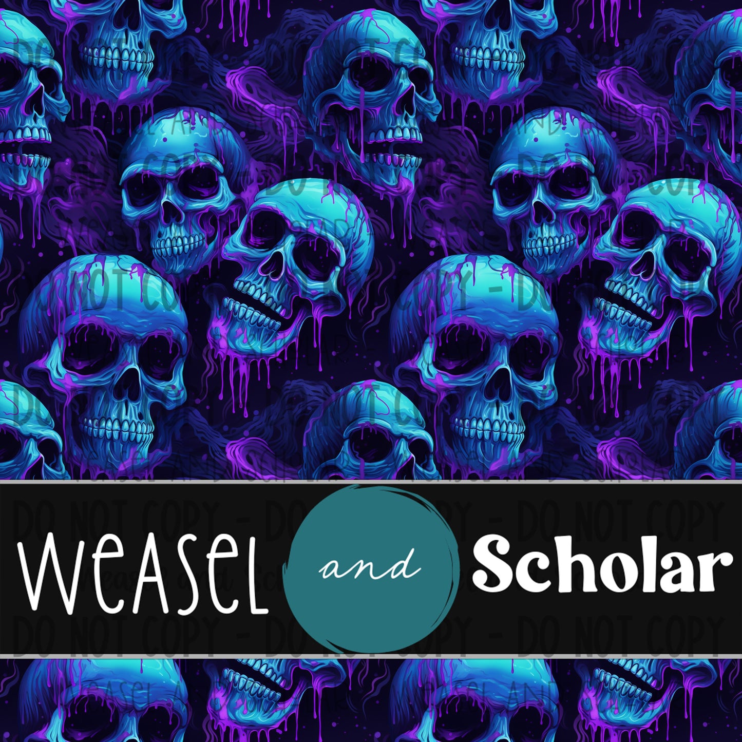 Melty Skulls, Seamless Pattern, Digital Paper File, Tileable