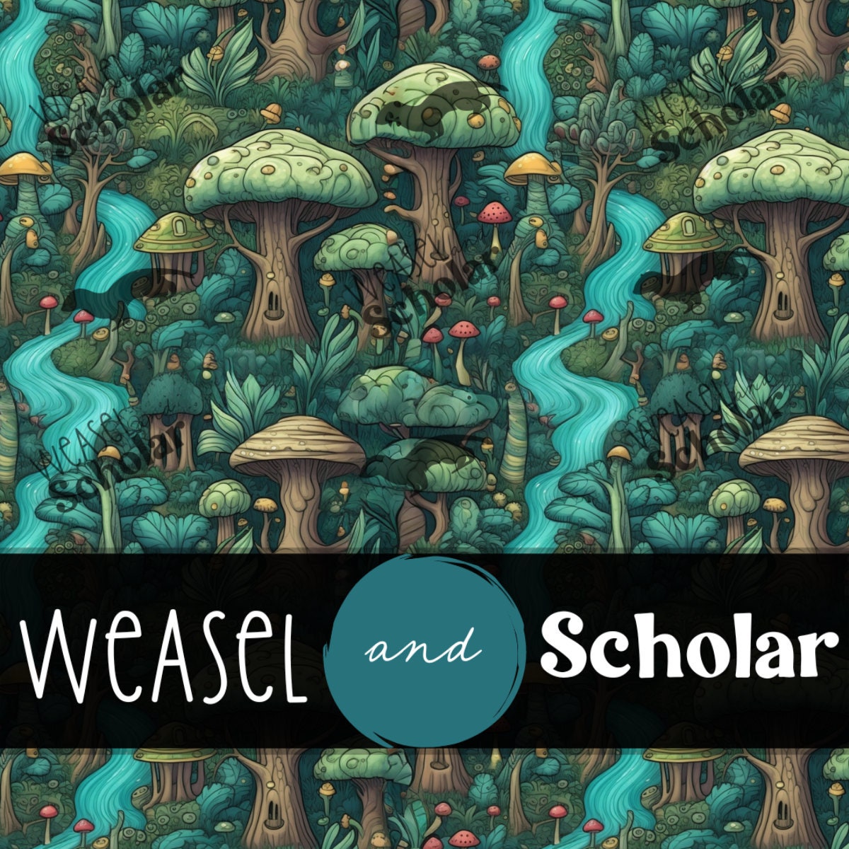 Whimsical Forest, Seamless Pattern, Digital Paper File, Tileable