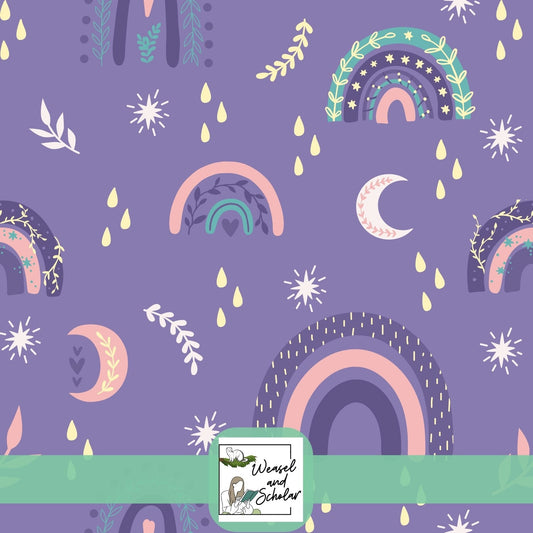 Boho Rainbows Pastel Pattern, Harvest Moons, Seamless Digital File, Repeating, Tileable Pattern