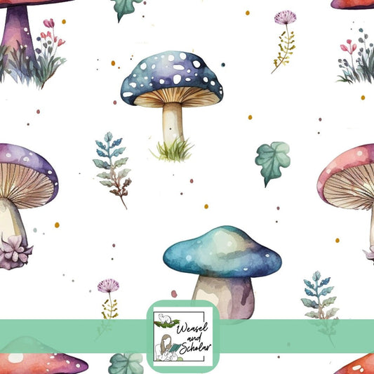 Watercolor Mushrooms, Seamless Digital File, Forest, Cottagecore, Mushroom Pattern Surface Design