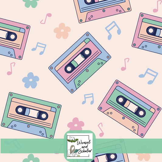 Mixtape Music Pattern, Cassettes, Seamless Digital File, Repeating, Tileable Pattern