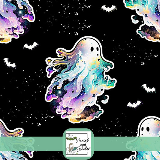 Halloween Cosmic Ghost Pattern, Seamless Digital File, Repeating, Tileable