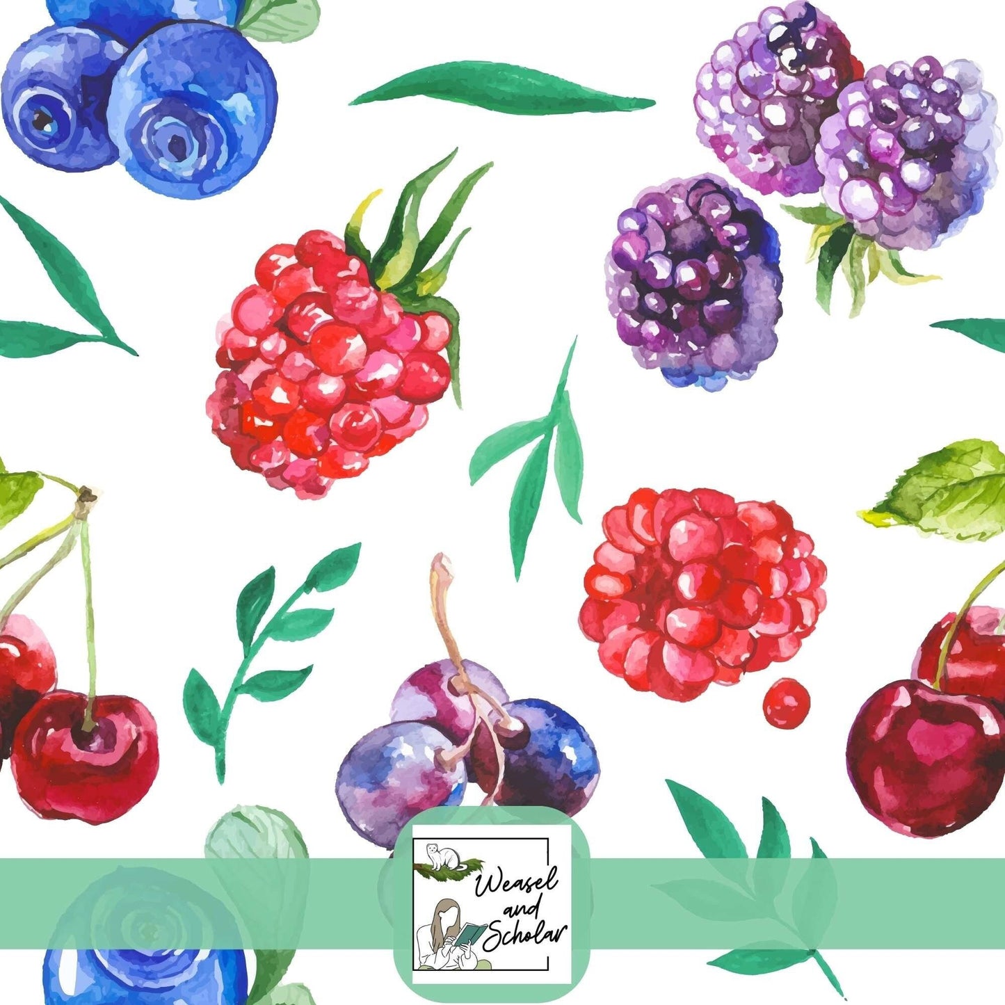 Watercolor Berries Seamless Digital File