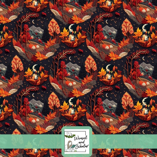 Autumn Leaves, Scenery, Seamless Pattern, Digital Paper File, Tileable