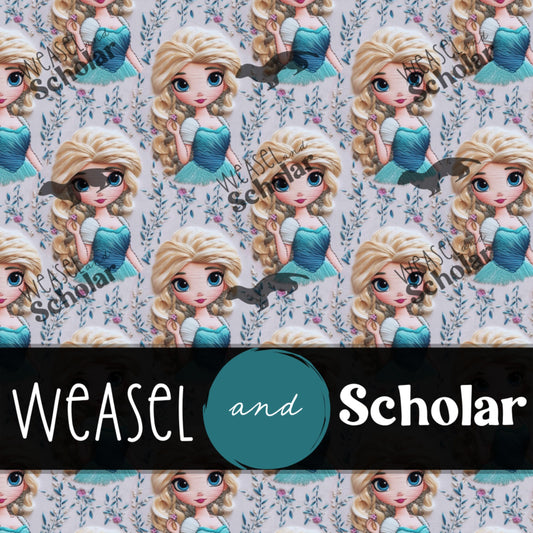 Snow Princess, Embroidery Seamless Pattern, Digital Paper File, Tileable