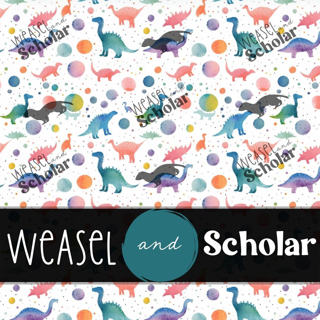 Rainbow Dinos Pattern, Watercolor, Polka Dots, Seamless Pattern, Digital Paper File, Tileable